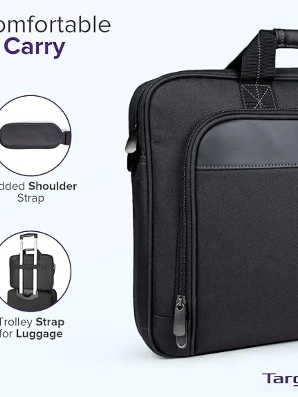 Targus Classic Slim Briefcase Messenger Ergonomic Padded Laptop Bag